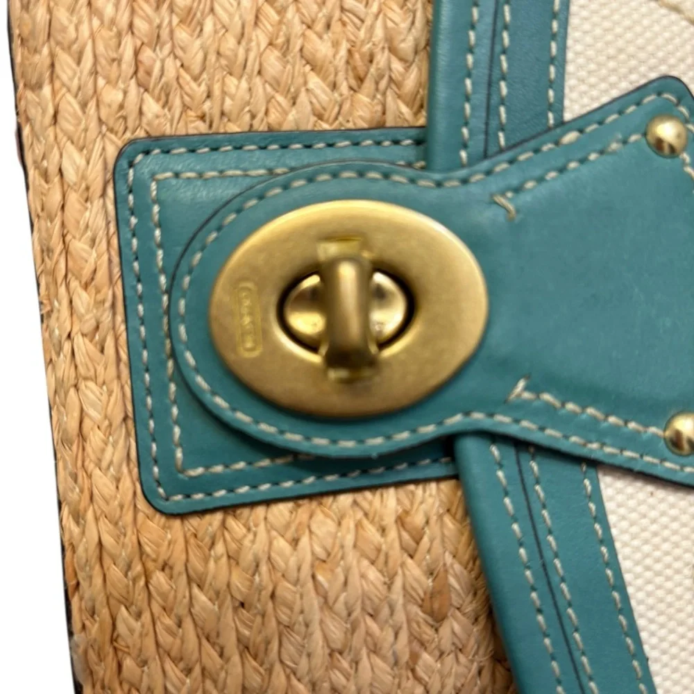 Coach vintage y2k legacy wicker canvas leather Turnlock wristlet rare